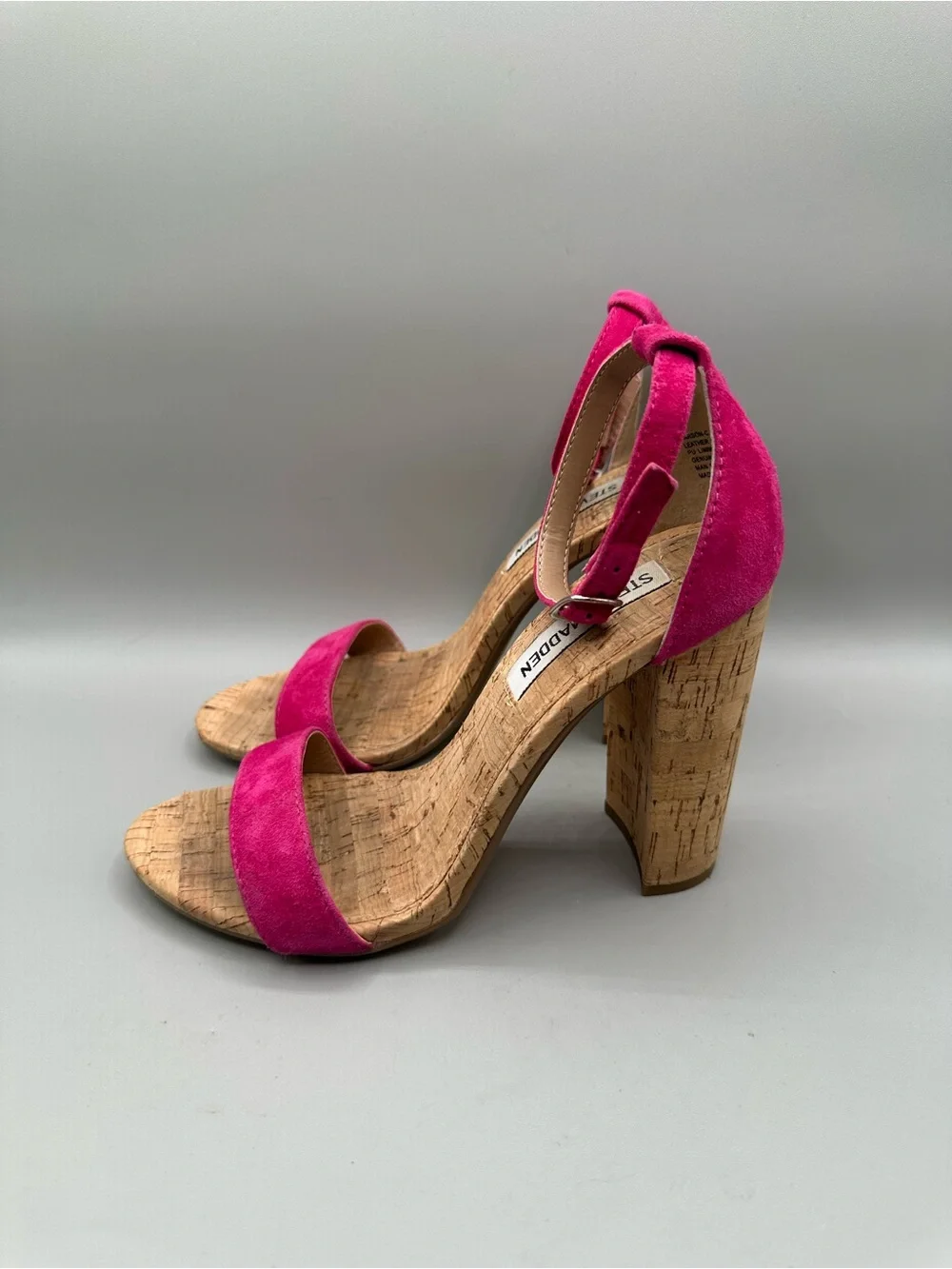 Steve Madden Carson-C Ankle Strap Heels Women 7M Pink Block Heel